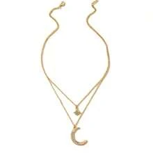1pc Fashion Elegant Double Layer Star Moon Rhinestone Pendant Necklace - Yellow Gold - View 6