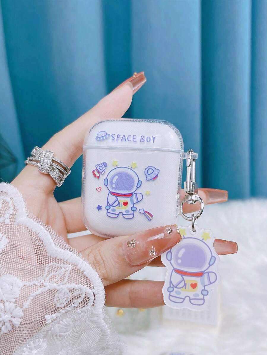 宇航员创意耳机保护壳，适用于苹果 1/2 代蓝牙耳机，透明软硅胶耳塞套 - 彩色 - 查看 1