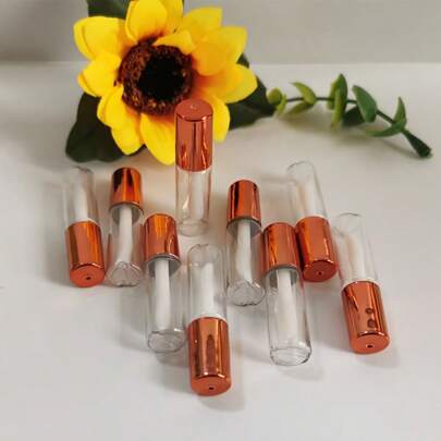 10/34 قطعة أنابيب لمعان الشفاه القابلة لإعادة التعبئة - حجم السفر 0.04 أونصة، حاويات محكمة الإغلاق مع سدادات مطاطية، أنابيب أحمر شفاه فارغة للمستحضرات التجميلية DIY والتصليحات السريعة أثناء التنقل