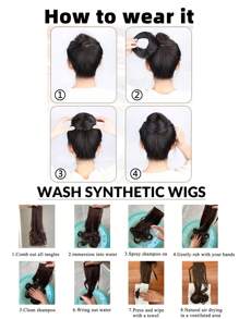 合成发髻 马尾辫 发髻 甜甜圈 接发 弹性松紧带 深棕色 女士