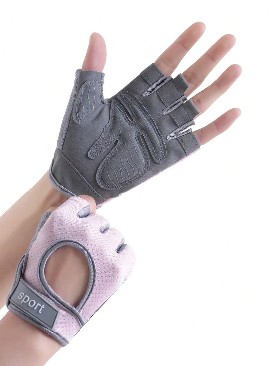 1 Pair Spring Cycling Half Finger Gloves, Outdoor Sports, Hiking, Fitness, Anti-Slip Hand Protection, Unisex - Multicolor - View 1