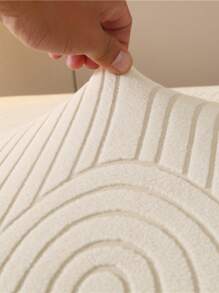 1pc Beige Arched Jacquard Velvet Sofa Cover, With Elastic Full Skirt, Minimalist Modern, Polyester Fiber Material, Suitable For 1-4 Seater Sofa - 210g/Sqm, Sofa Protector | Elegant Home Decor | Ruffle Edge Detail - Beige - View 9