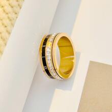 1pc Fashionable Rotating Roman Rhinestone Ring, Retro Style New Versatile Roman Numeral Micro-Inlaid Zirconia Spinning Ring, Stress Relief Anti-Anxiety Titanium Steel Ring, Personalized Accessories Ring, Friend/Wedding/Valentine's Day/Birthday Gift, Mom, Mother, Mother's Day, Gift