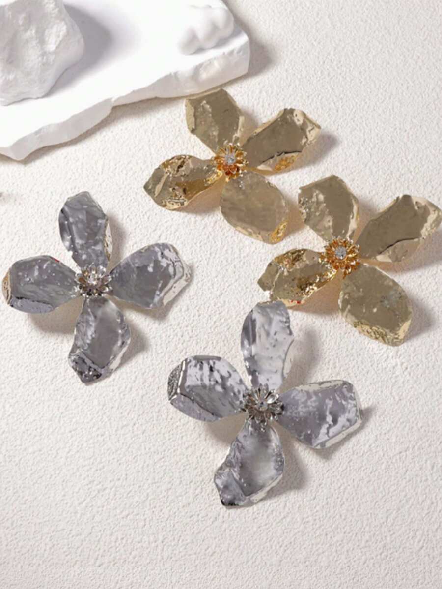 1 件女士 3D 花卉耳环，奢华金属时尚个性化优雅百搭耳环吊坠