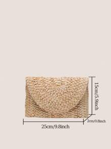 BAILEE 1 Pieza Bolso de verano informal y sencillo trenzado con fibra de mazorca, bolso de embrague trenzado con fibra de mazorca para cena, bolso grande de paja de color liso y sencillo para mujer, adecuado para vacaciones, viajes, trabajo y ocio, compras diarias