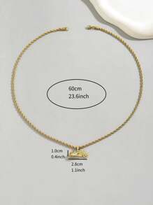 1pc Retro Metal Sports Style 18K Gold Plated Stainless Steel Twist Chain Necklace + 3D Motorcycle Pendant With Copper Zirconia Stone, Mechanical Sports Themed Necklace Pendant Suitable For Bikers And Racers
