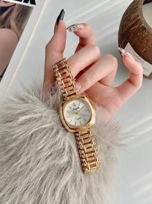 1PC New Fashion Women's Vintage Watch, Hollow Gold Bracelet Female Niche, Suitable As Birthday, For Teens