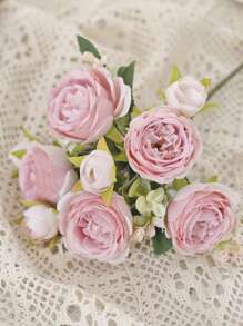 1/2pcs Artificial Rose Bouquet - Premium Real Touch Roses For Wedding/Valentine's Day, DIY Bridal Bouquet & Home Decor, Romantic Centerpiece For Party/Mother's Day Gift (Deep Red/Blush Pink)