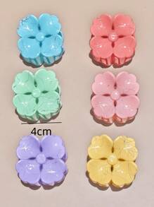 6pcs New Textured Floral Hair Clips, Claws, Around 4cm Multi-Color Flower Clips Suitable For Fine Hair, Medium Non-Slip Claw Rectangle Hair Accessories, Strong Styling Hold (Mixed Colors)