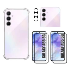 KIt Pelicula Vidro 3D Galaxy A55 + Capa Capinha Anti Shock + Pelicula Camera 3D - Capa+(2 Películas)+Câmera - Visão 1