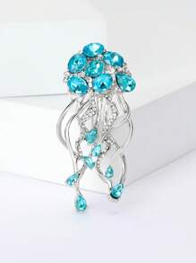 Spilla con strass a forma di medusa di moda per donna, spilla a forma di vita marina, accessorio per abito, spilla da decorazione per festa, banchetti e regali