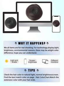 合成发髻 马尾辫 发髻 甜甜圈 接发 弹性松紧带 深棕色 女士