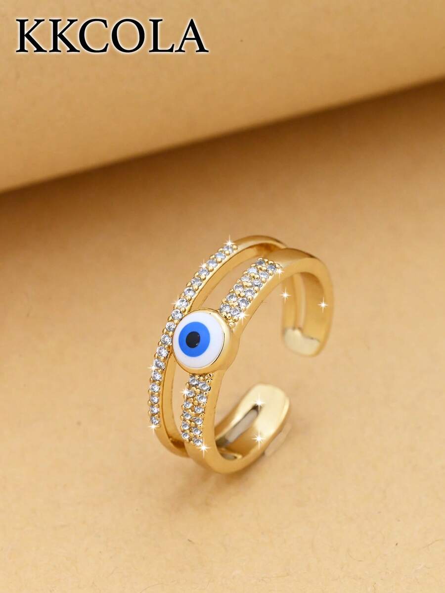 KKCOLA 1pc Devil's Eye Opening Ring, Fashion Jewelry Accessory For Women, Party, Beach, Holiday Gift, Daily Wear