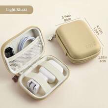 EVA Leather Headphone Case, Data Cable, Charger Head, USB Stick, USB Shield Hard Shell Protective Storage Box, Shock-Proof & Anti-Pressure; Candy Color PU Leather Scratch-Resistant Photo Printer Storage Box; Small Camera Protective Case - Khaki - View 1