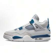 Nike Men's Air Jordan 4 Retro Shoes Neutral Versatile Casual Shoes Sports Running Basketball Shoes Military Blue-Neutral Grey (FV5029-141)