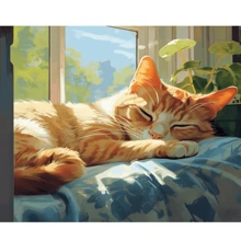 1/2 piezas Pintura de gato por números Pintura DIY Regalo Caligrafía Pintura para decoración de hogar Obra de arte de pared 40x50cm/16x20 pulgadas Sin marco - Multicolor - Ver 9