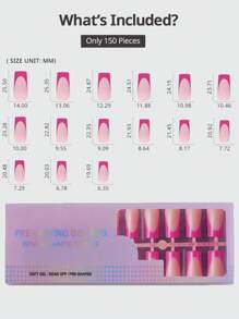 French Gel Nail Kit - 5 Colors - Square Nail Shape - 15 Sizes - Pink, Soft Pink French Tips Adhered To Nails, Soak-Off Gel Extension, DIY Nail Design, Ideal For Women's Nail Grooming Press On Nails