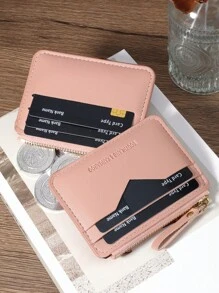SOUTHLAND&KANGAROO Black Letter Mini Purse Pocket Wallet Fashion Minimalist Card Holder Slim Lightweight Portable Cash Money ID Card Credit Card Coin Pocket For Birthday Gift Women Teenagers For College Student School Student Men Male - Pink - View 7