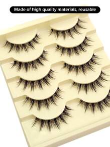 Asiteo Asiteo 5 Pairs Of Doll Style Natural False Eyelashes - Transparent Stem Manga Eyelashes, Comic Fairy Design, Perfect For Role-Playing - Reusable