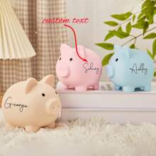 1pc Personalized Name Piggy Bank, Children's Customized Piggy Bank, Anti-Fall Piggy Bank Gift, Children's Birthday Gift, Cute Pig Piggy Bank, Parent-Child Gift Back To School - S - View 1