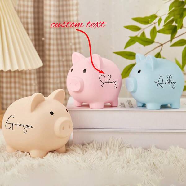 1pc Personalized Name Piggy Bank, Children's Customized Piggy Bank, Anti-Fall Piggy Bank Gift, Children's Birthday Gift, Cute Pig Piggy Bank, Parent-Child Gift Back To School