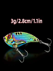 1 pieza Cebo artificial de pesca con lentejuelas de colores VIB, cebo anti-mordeduras, capa de natación completa de metal con lentejuelas de largo alcance, accesorios de pesca de agua dulce, 3g/5g/7g/10g/15g/20g, cebo artificial de pez de acero negro, adecuado para pesca de mar y pesca con señuelos