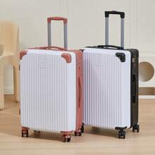 Men's Large Capacity Hardside Suitcase, 24-Inch Travel Rolling Luggage With Lock Password - Red and White - View 3