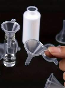 5pcs Plastic Mini Funnel Set, For Filling Perfume, Essential Oil, Empty Bottles, Scientific Lab Chemicals, Arts & Crafts, Small Transparent Plastic Funnels