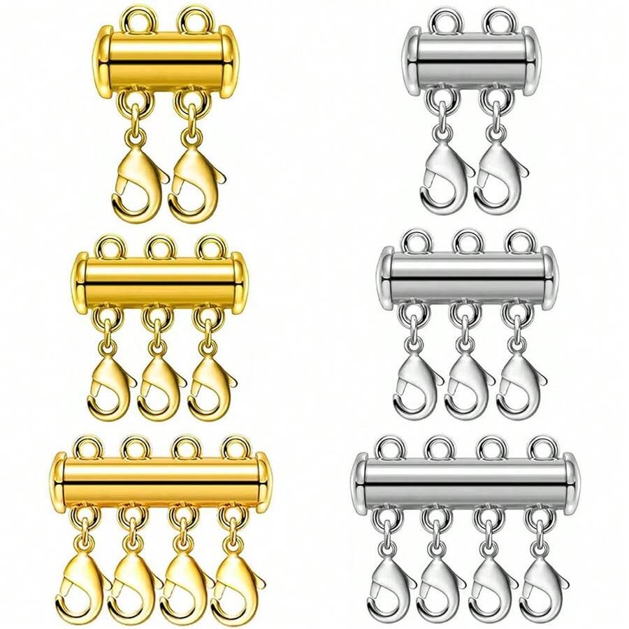 6 cái/hộp Móc khóa từ giữ màu cho vòng cổ, vòng tay, phụ kiện trang sức thiết kế nhiều sợi - Màu hỗn hợp - Xem 1