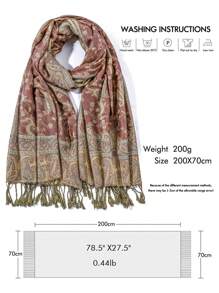 1 chiếc khăn choàng Jacquard họa tiết Paisley cổ điển phong cách Bohemian dành cho nữ, khăn choàng đa năng để mặc hàng ngày - da hồng - Xem 4