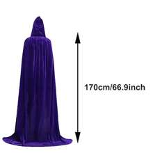 Black Witch Velvet Cloak Halloween Hooded Cape Queen King Robe Outfit Renaissance Medieval Costume Halloween Velvet Cloak Cape With Hood Hooded Cloaks - màu đen - Xem 8