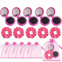 Bộ 15 món phụ kiện tóc dự tiệc - Lược chải tóc, dây buộc tóc và túi vải Organza cho các sự kiện spa, ngủ lại, trang điểm theo chủ đề - Hoàn hảo cho tiệc cưới, tiệc cô dâu, tiệc độc thân - Nhiều màu - Xem 8