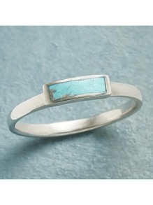Normcore Style Narrow Ring Silver Plated Inlaid Turquoise Match Daily Outfits Suitable For Men And Women Multi Sizes To Choose - Silver - View 1
