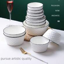 1. Bol Diamant Noir de Luxe Nordique, Bol Diamant Rose, Bol à Motif Diamant, Bol à Dîner/Soupe/Pâtes de 12,7 cm, Set de 1 pièce/2 pièces/4 pièces, Bol en Céramique Profond, Microwave-safe, Vaisselle de Maison Élégante et Épaisse