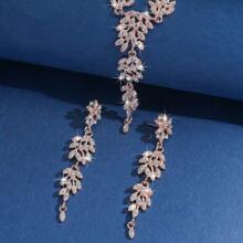 3 pièces/Set Collier pendentif à l'épi de blé avec strass et boucles d'oreilles, ensemble de bijoux pour accessoire de mariage et fête