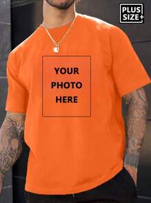 Camiseta naranja personalizada de talla grande para hombres, talla grande para hombres, ingrese su foto, regalo de vacaciones, Día de San Valentín/Cumpleaños/Aniversario Texto personalizado, atuendo para actividades en equipo, ropa para festivales de música, regalo para él, atuendo para fiestas