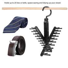 Tie Rack, Tie Organizer For Closet, Storage Capacity, Wooden Tie Organizer, Tie Organizer, Rotating Accessories - 黑色 - 查看 3