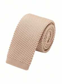 1 cravate tricotée à dessus plat blanche champagne faite à la main, adaptée aux mariés, aux garçons d'honneur, aux affaires quotidiennes et aux vêtements de ville décontractés