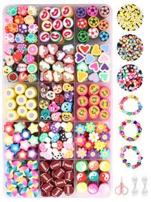 Polymer Clay Beads Bracelet Making Kit With Rope Loose Spacer Beads DIY Arts Friendship Crafts Gifts For Jewelry Making Kit Bracelets Necklace Earring Random Style
