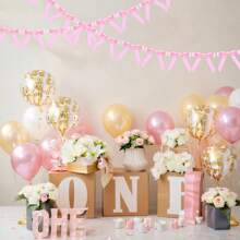 2pcs Bowknot Pendant Decors, Pink & Black Bowknot Backdrop Banners For Birthday Party, Wedding, Bachelorette Party Decorations