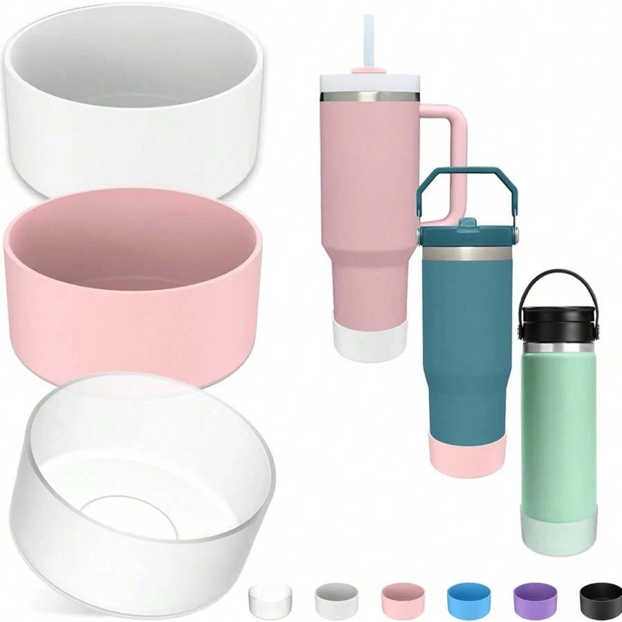 3 miếng silicon bảo vệ cho cốc 40oz 30oz có tay cầm và cốc IceFlow 20oz 30oz, miếng bảo vệ đáy bình nước cho phụ kiện cốc - Nhiều màu - Xem 1