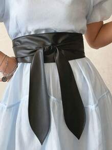 1pc Women Wide Belt, Decorative Tied Waist Cincher For Dress