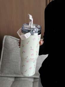 1pc 30oz Butterfly & Tulip Pattern Double Wall Stainless Steel Insulated Tumbler, Flat Bottom Cup, Coffee Cup, Car Cup, Water Bottle, Outdoor Mug, Tea With Unique Lid Design, Suitable For Outdoor, Office, Home, School, Car And Other Scenarios, Birthday, Holiday, Mother's Day, Father's Day, Back To School, Valentine's Day Gift Back To School - Multicolor - View 9