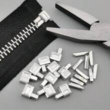 25 对金属拉链头止动件，金色、银色和黑色，高品质，顺滑，适用于服装、夹克、行李箱 DIY 维修和更换