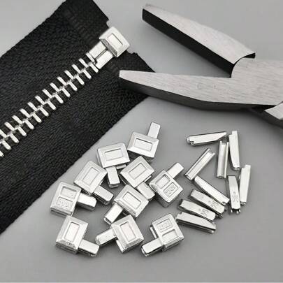 25 Pairs Metal Zipper Head Stops, Gold, Silver, And Black Color, High Quality, Smooth, Suitable For Clothing, Jackets, Luggage DIY Repair And Replacement