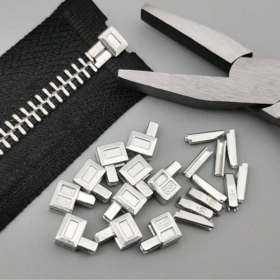 25 对金属拉链头止动件，金色、银色和黑色，高品质，顺滑，适用于服装、夹克、行李箱 DIY 维修和更换
