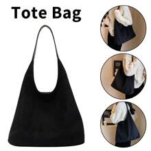 Suede Shoulder Bag Slouchy Tote Bag Large Capacity Purse For Work Travel - Coffee - View 6