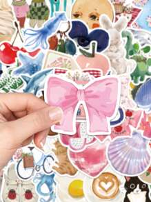 50 件水彩童话贴纸唯美卡通贴纸适用于水瓶笔记本电脑吉他滑雪板剪贴簿手机防水 DIY 贴纸儿童玩具
