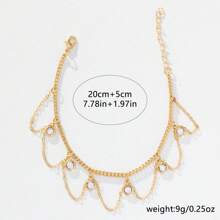 1pc Elegant Glass Crystal Tassel Charm Anklet, Beach Vacation Accessory For Women
