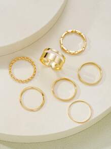 7pcs Fashion Minimalist Ladies Ring Set, Casual For Vacation, Date, Party, Daily Matching (No Box)